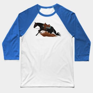 Black Reining Horse - Equine Rampaige Baseball T-Shirt